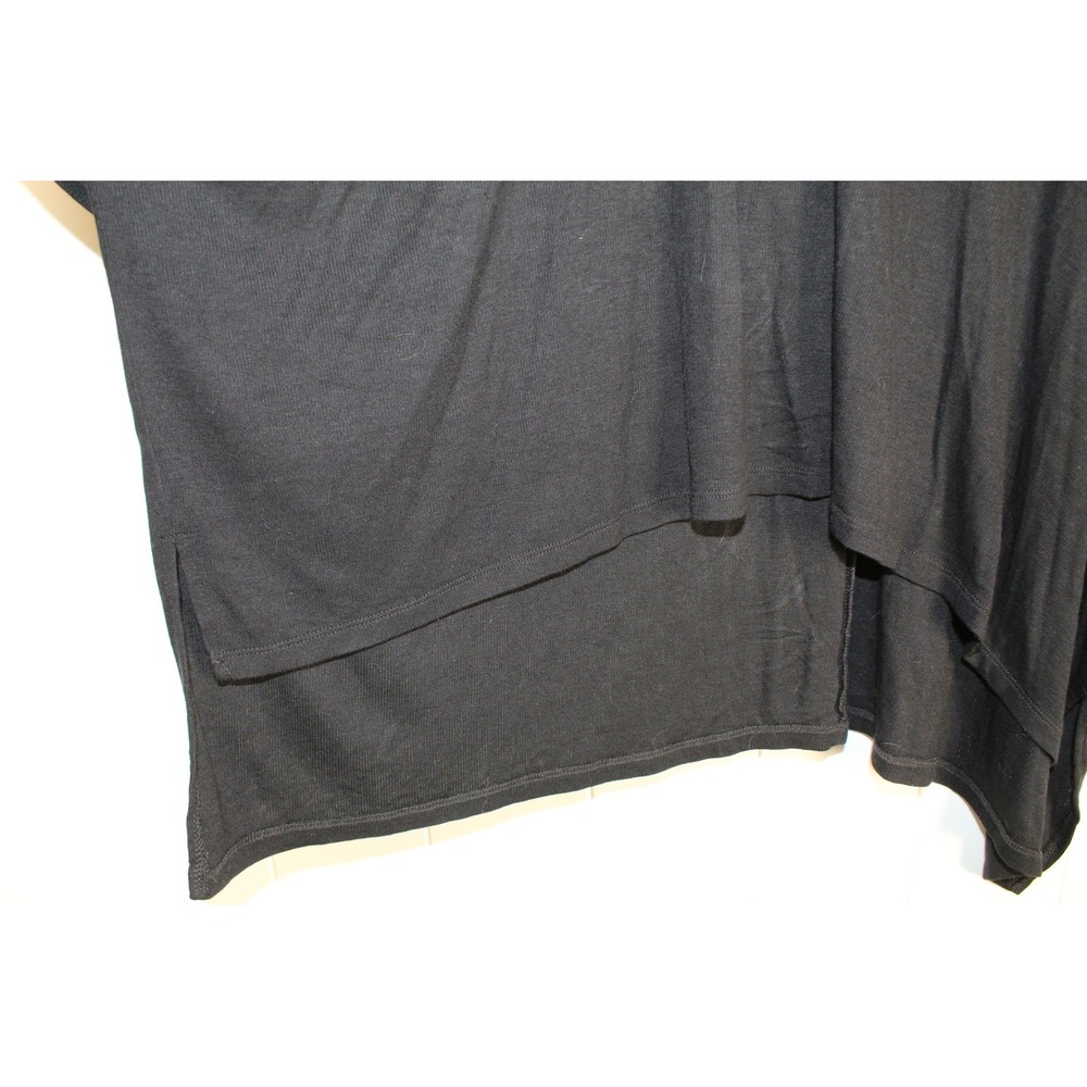 Akemi & Kim Anthropologie Black Ribbed Oversized Black V Neck Top Ruffle Sleeves - Picture 7 of 10
